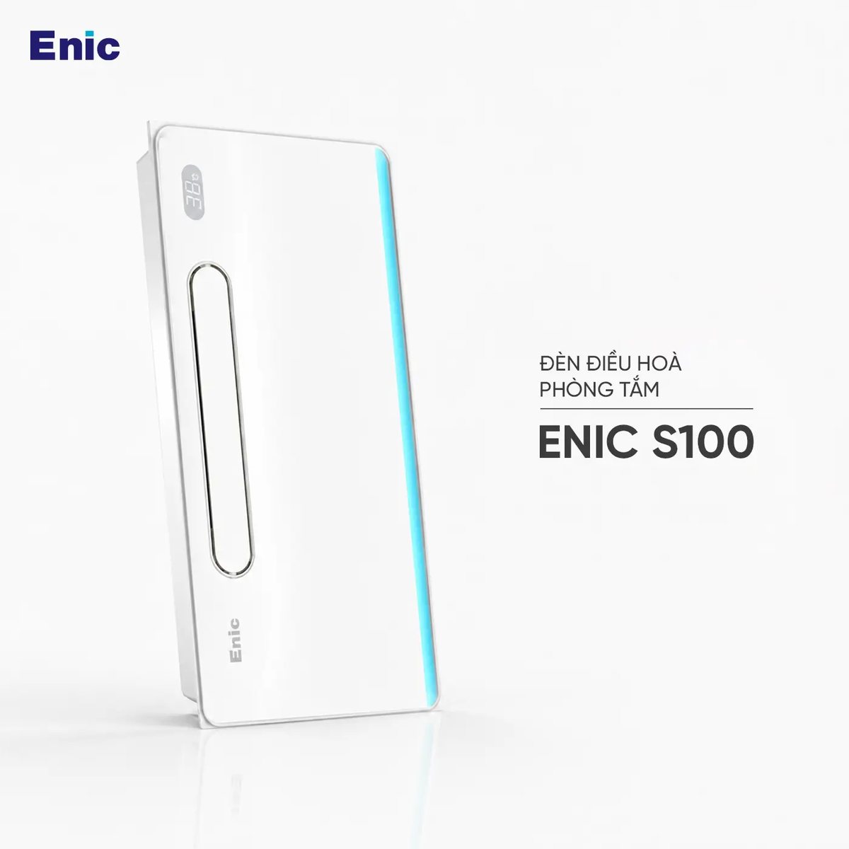 Đèn điều hoà phòng tắm ENIC S100 với viền LED trên nền trắng